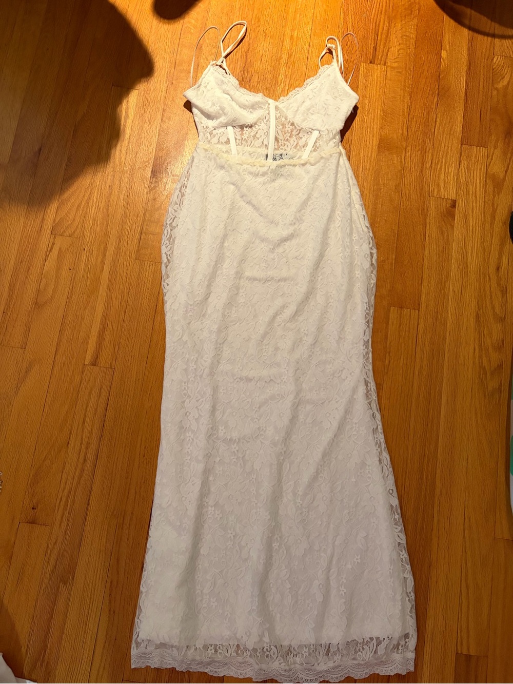 Aqua White Lace Slip Wedding Dress